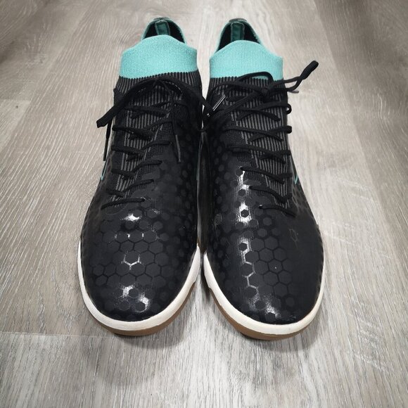 Diadora Ladies Size 10 Black & Teal Elastic & Tie  Indoor Soccer Shoes - Picture 5 of 8